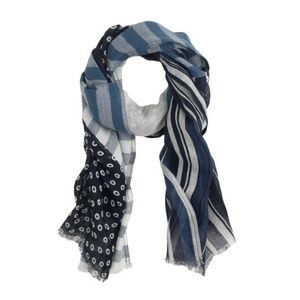 NWT J. Crew Indigo Patch 100% Linen Scarf